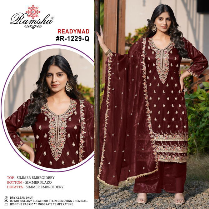 R 1229 Nx By Ramsha Simmer Embroidery Pakistani Readymade Suits Online Wholesale